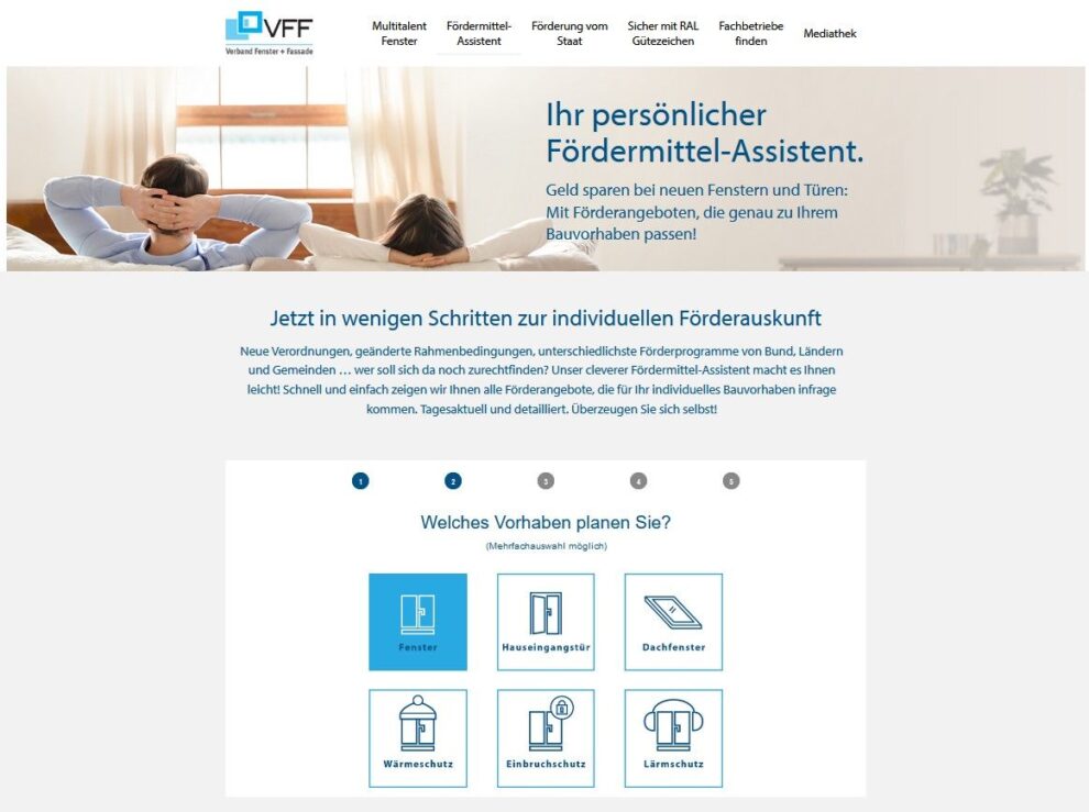 VFF-Förderrechner für Fenster und Türen